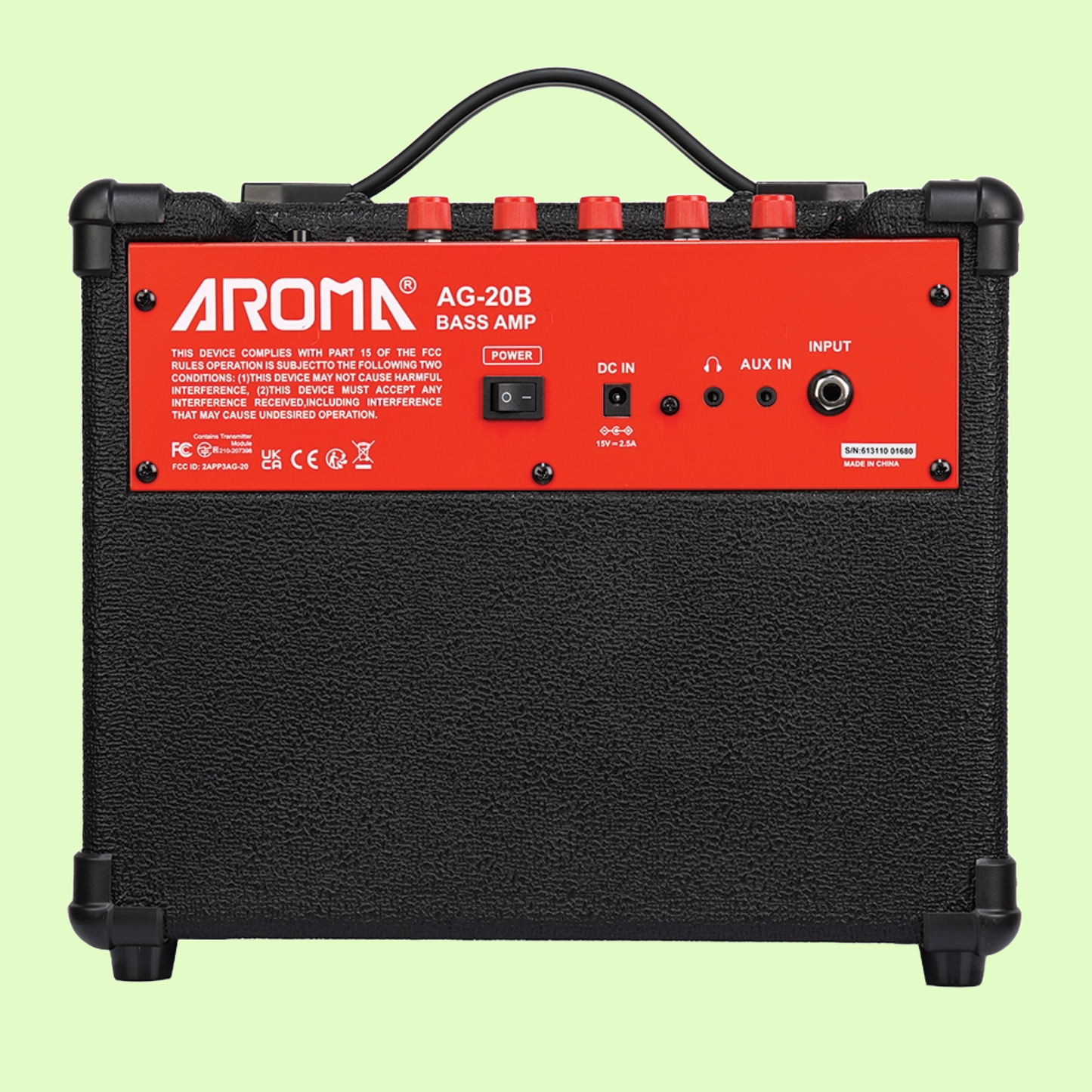 Aroma AG-20B Black 20W Electric Bass Guitar Amplifier