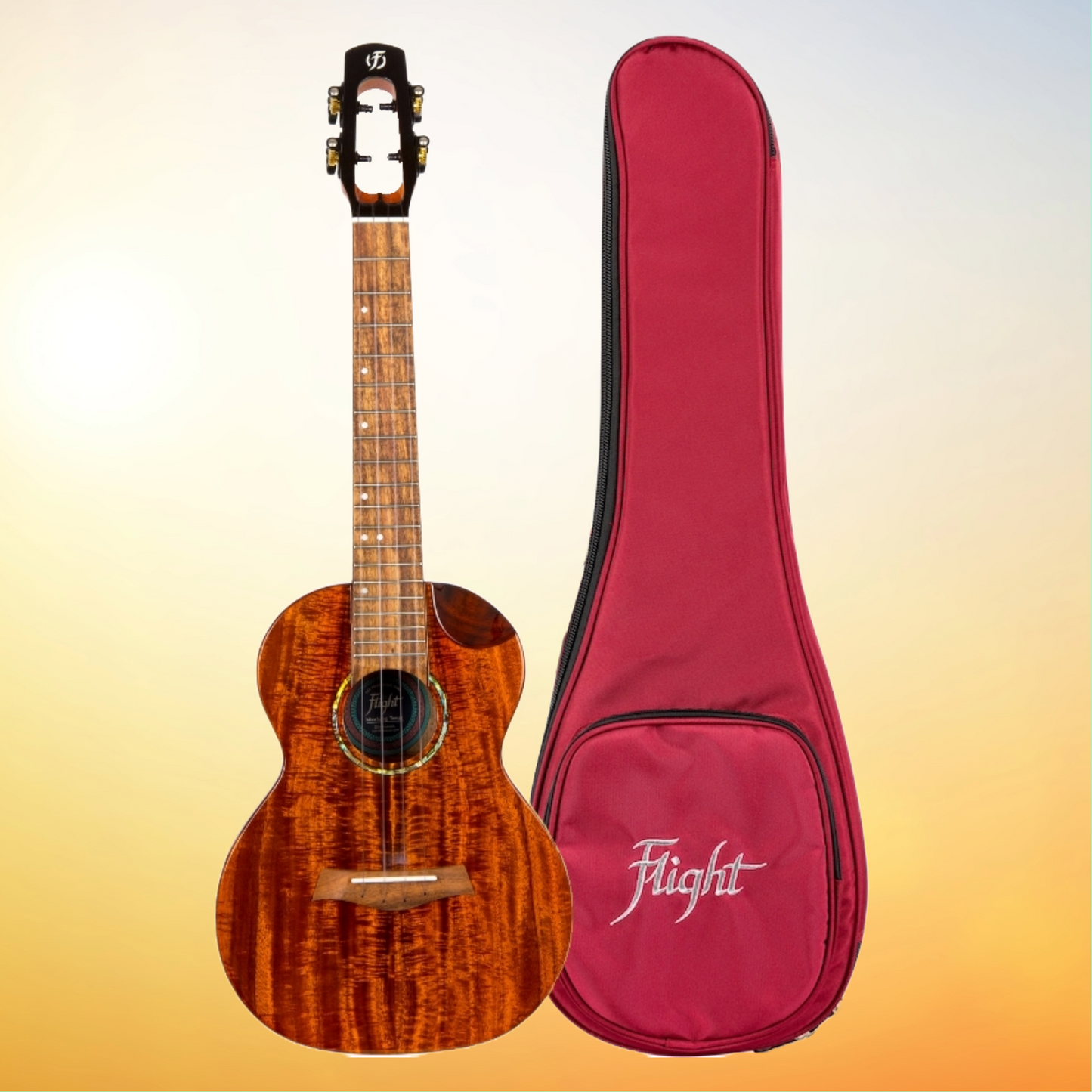 Flight Mustang All Solid Tenor Electro Acoustic Ukulele and Premium Padded Gig Bag