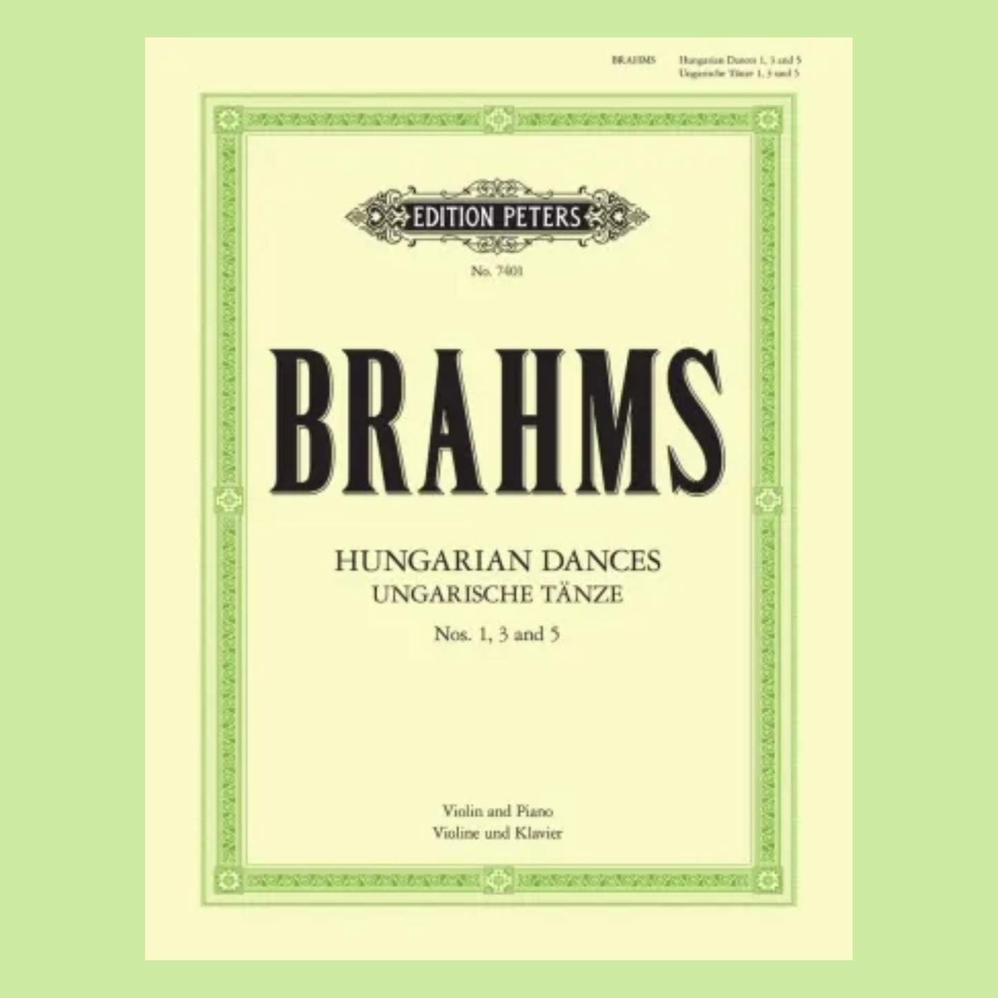 Brahms - Hungarian Dances Nos 1, 3, and 5 for Violin Book