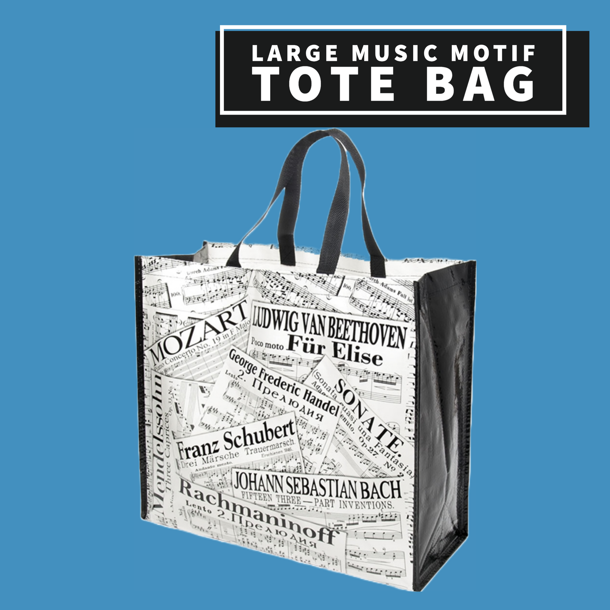 Large Music Motif Tote Bag