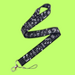 Music Notes on Staff Black and White Lanyard - Black (45cm)