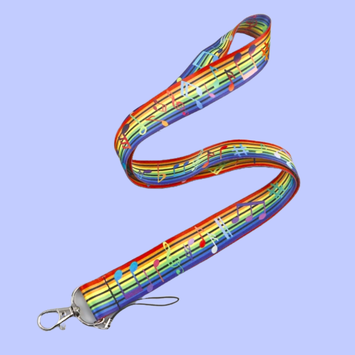 Colourful Rainbow Music Notes Lanyard - (45cm)