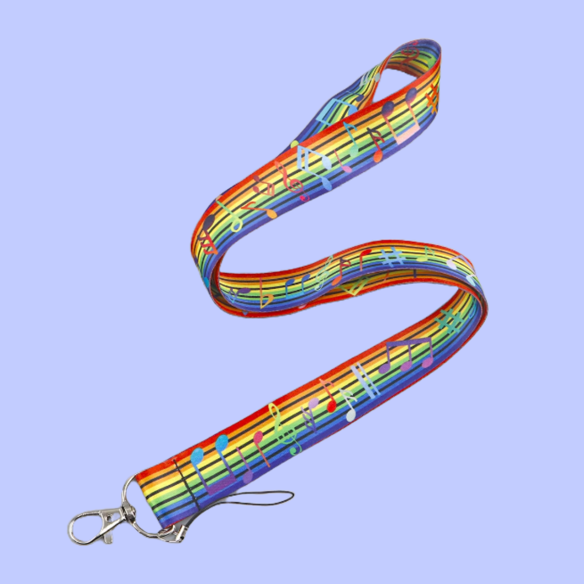 Colourful Rainbow Music Notes Lanyard - (45cm)