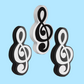 Mini Treble Clef Black and White Eraser 3 Pack (4.5cm x 2.5cm)