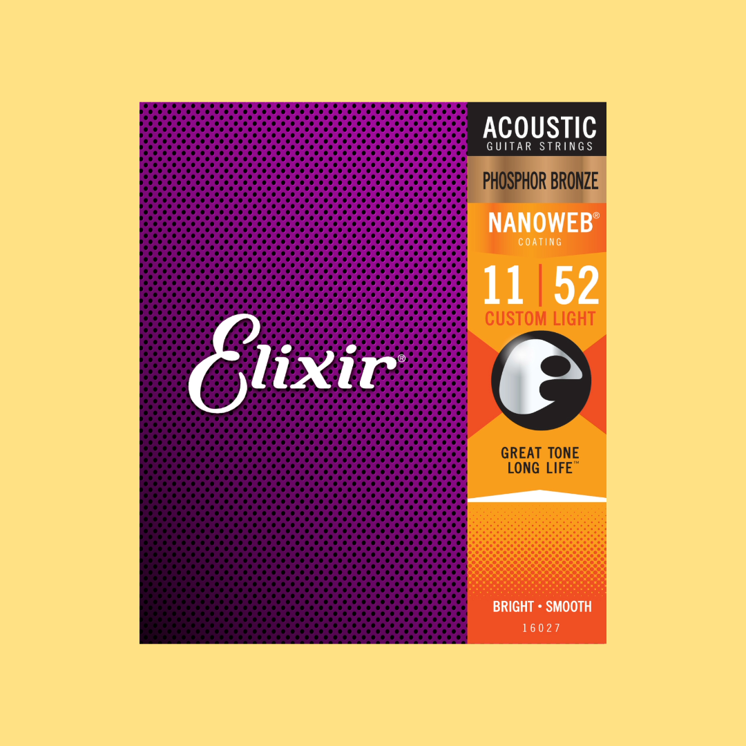 Elixir 16027 Acoustic Nanoweb Phosphor Bronze Custom Light 11-52