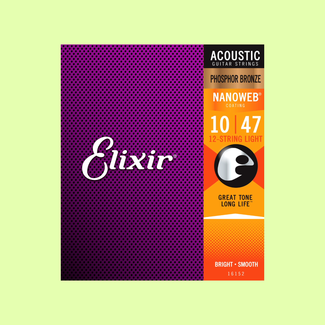 Elixir 16152 Acoustic Nanoweb Phosphor Bronze 12-String Light 10-47