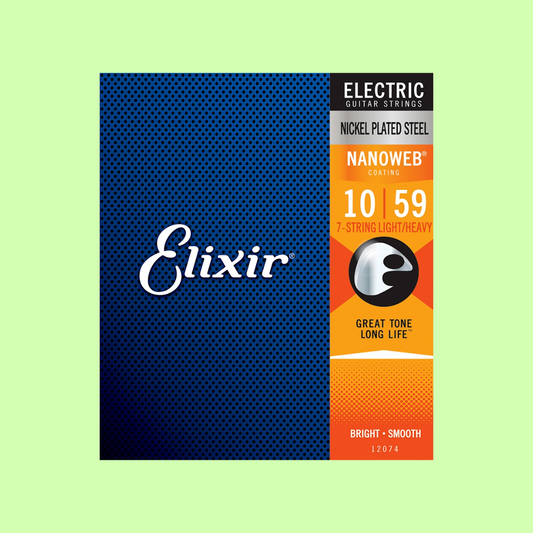 Elixir 12074 Electric Nanoweb Nickel 7-String Light-Medium 10-59