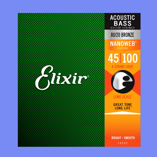 Elixir 14502 Acoustic Bass Nanoweb 80/20 Bronze Light 45-100