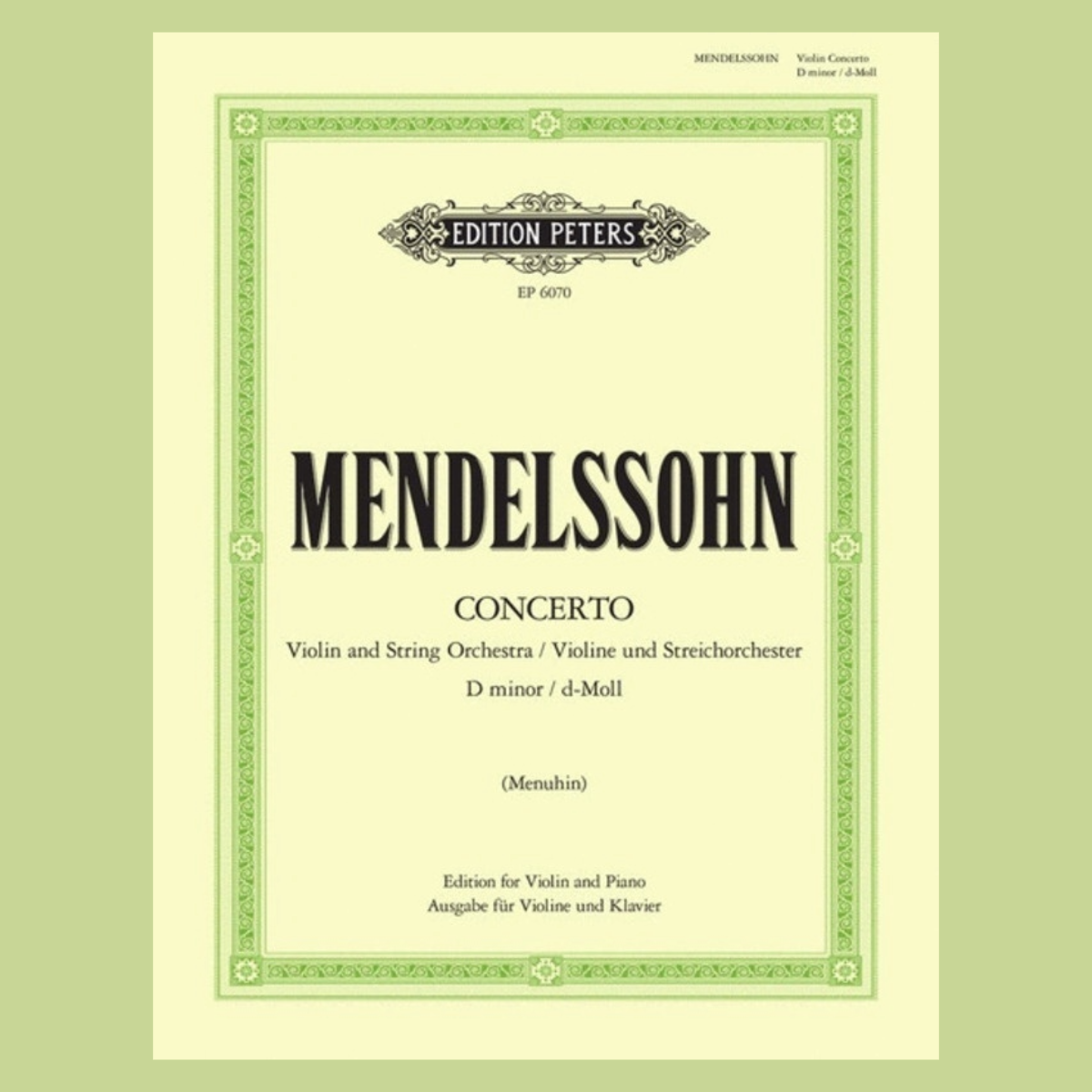 Mendelssohn - Concerto D Minor Violin with Piano Book