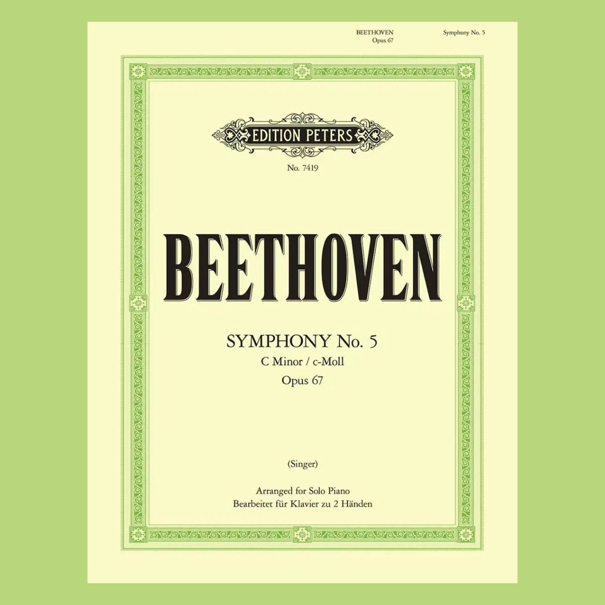 Beethoven: Symphony No.5 in C Minor Op.67 Solo Piano Book