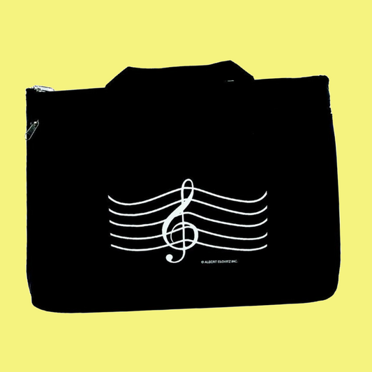 Double Zipper Music Portfolio - G Clef Design (Black)