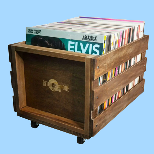 Retro-Musique - 12" Wooden LP Vinyl Crate - Holds 100 Records