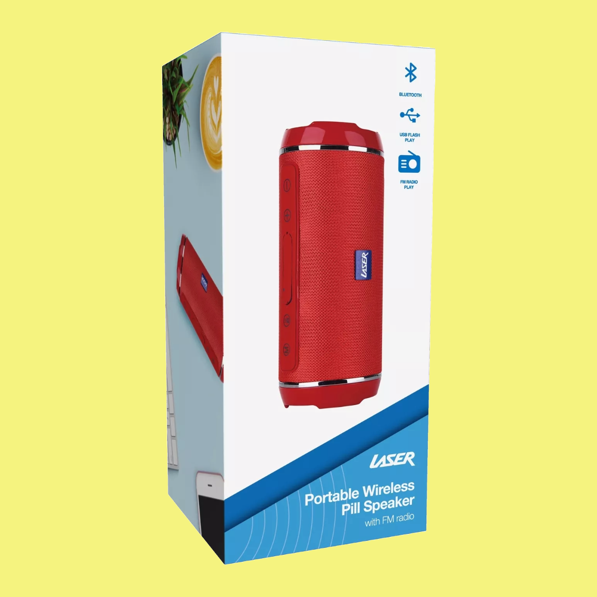 Laser - Bluetooth Cylinder Speaker - Red