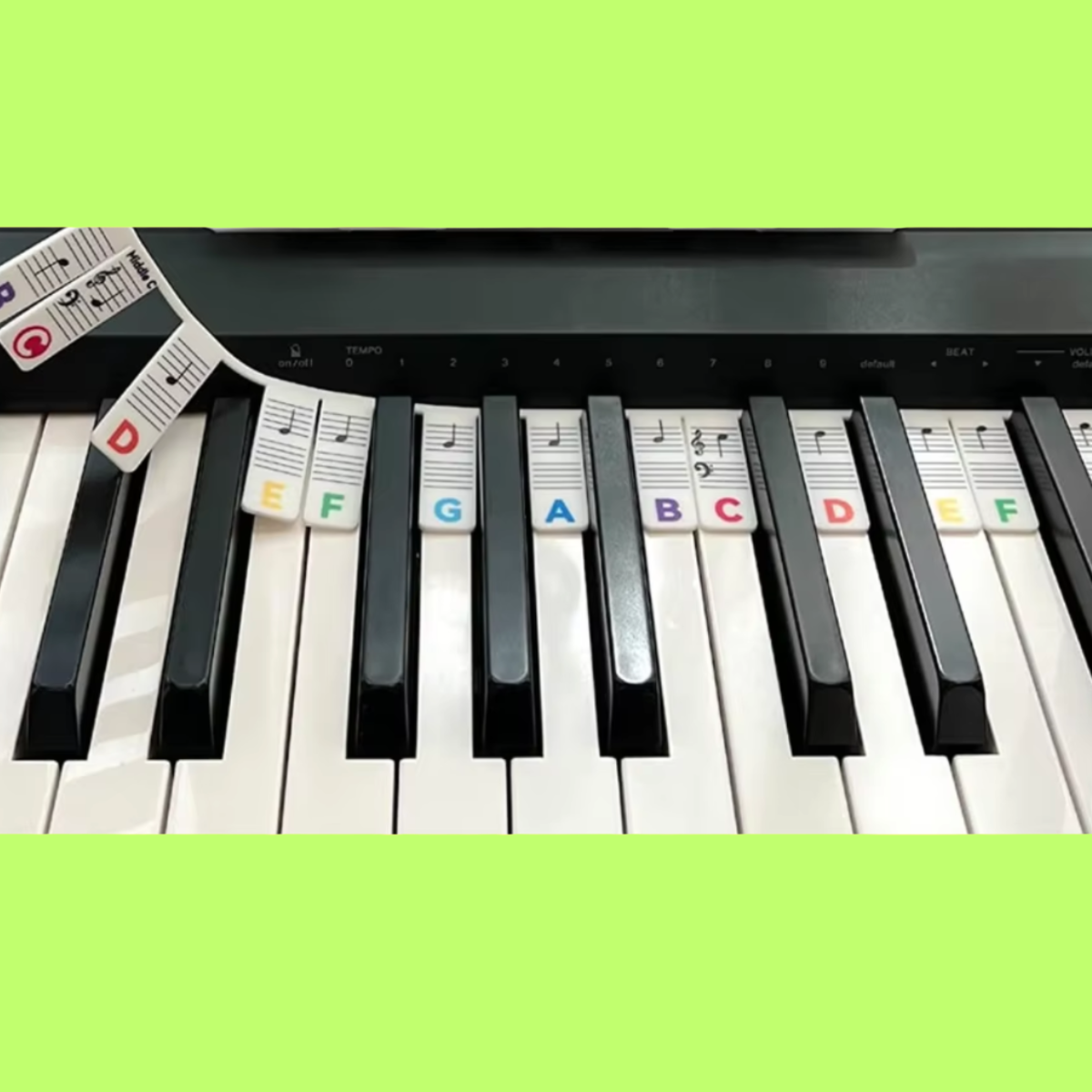 Removable Rainbow Silicone Piano Keyboard Note Labels - 88 Key (For Beginners)