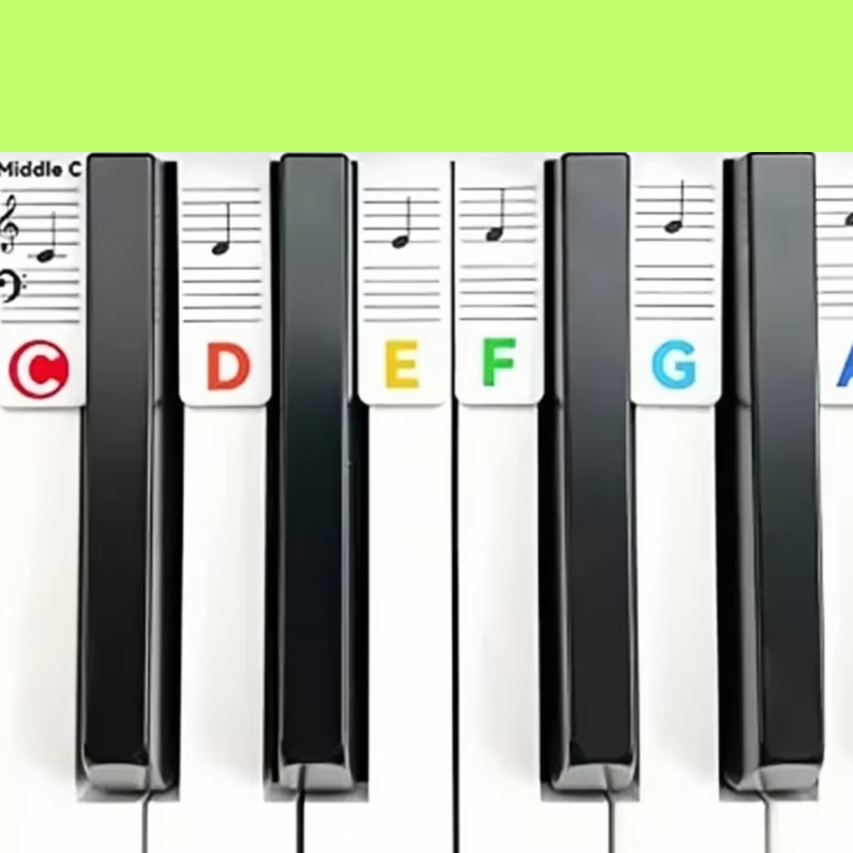 Removable Rainbow Silicone Piano Keyboard Note Labels - 88 Key (For Beginners)