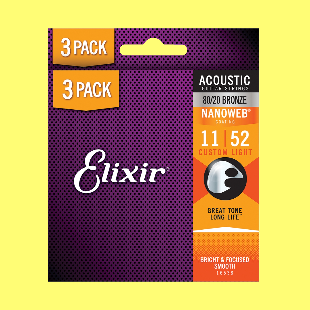 Elixir 16538 Nanoweb 80/20  11-52 3 Pack Custom Light