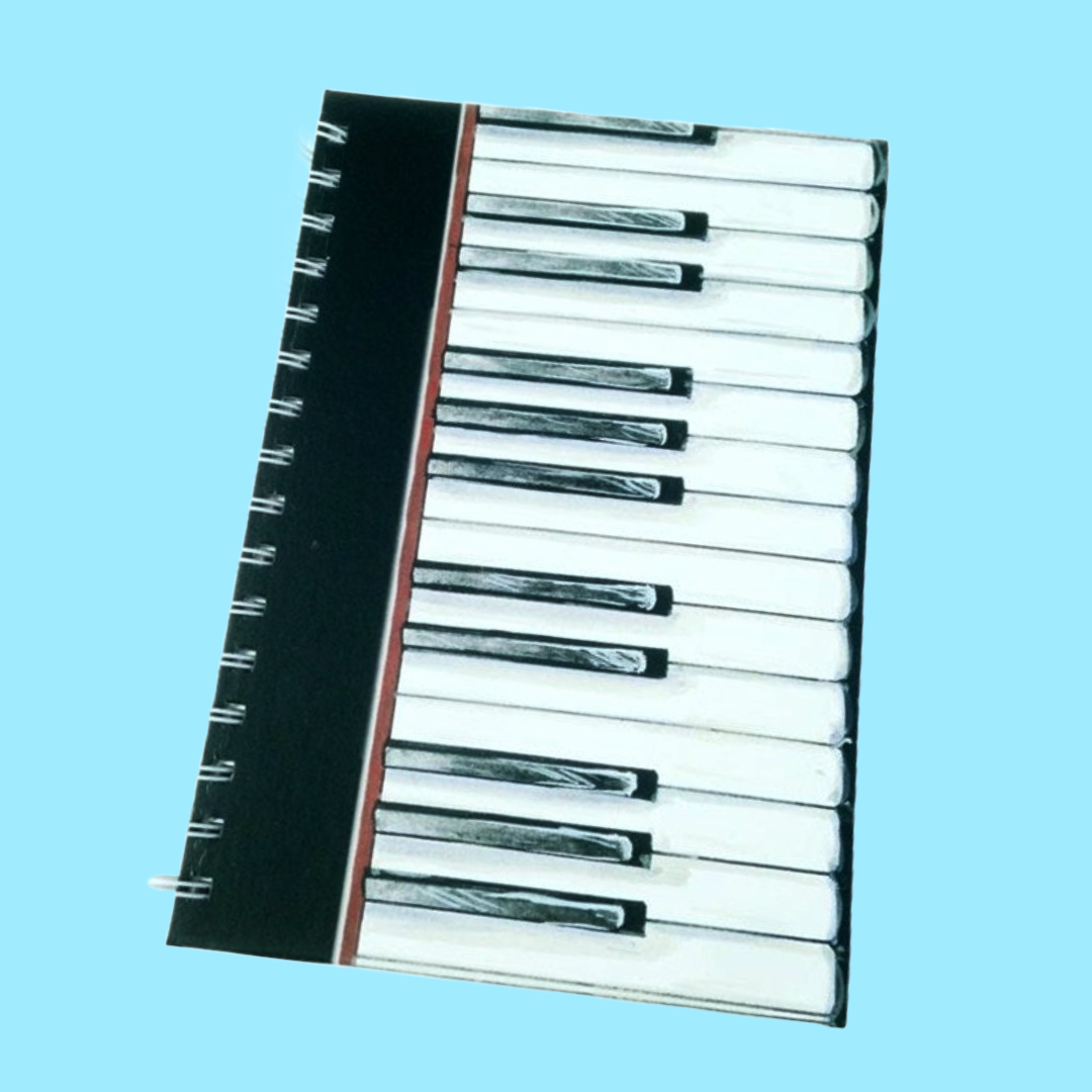 A6 Hardback Spiral Bound Notebook - Piano Keys Design