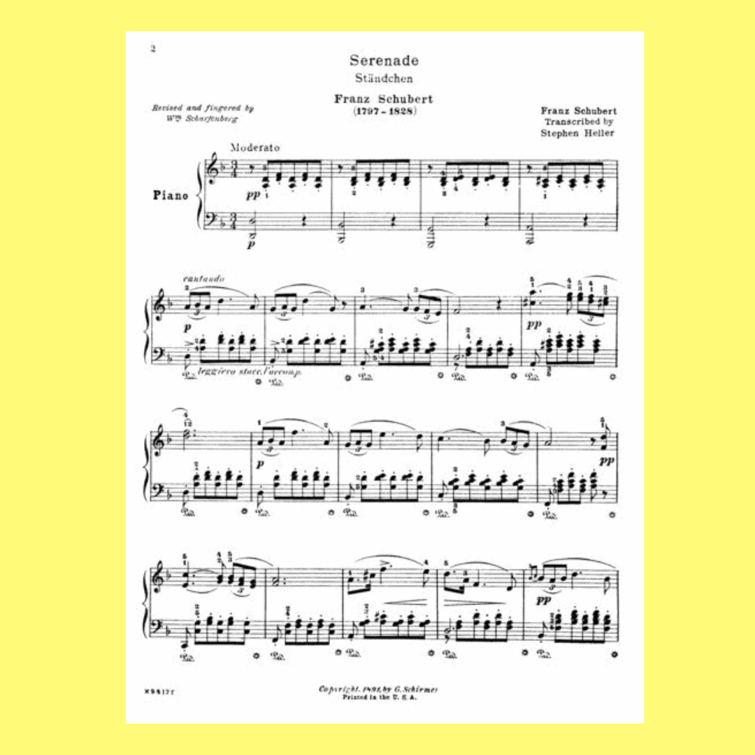 Schubert - Serenade For Piano Sheet Music