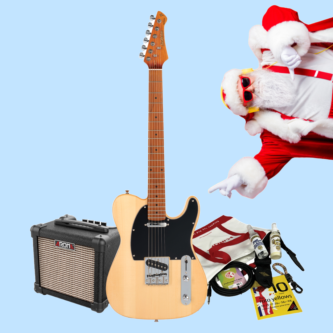 Northstar Natural Matte S-Style Electric Guitar with Amp & Accessory Christmas Pack