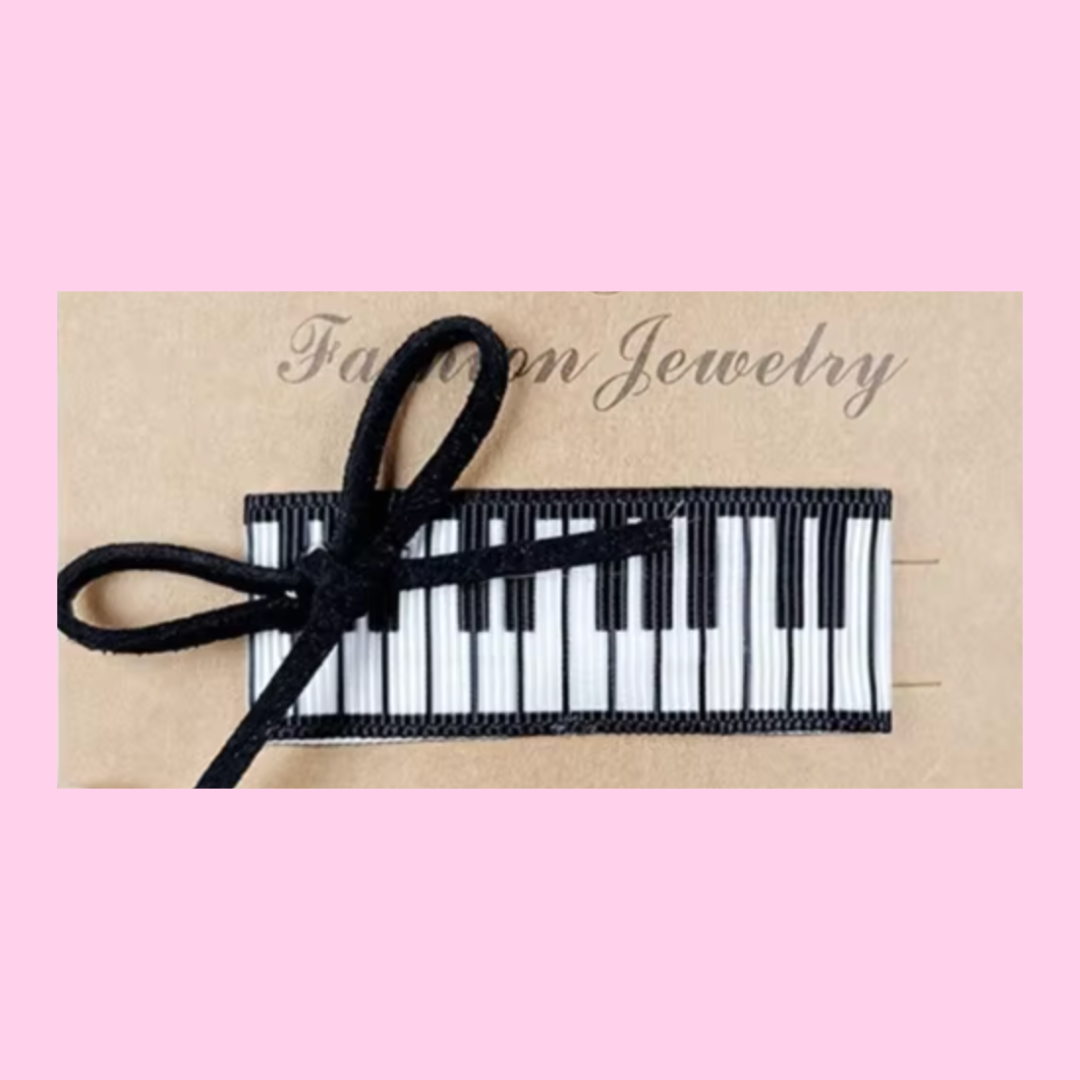 Little Musician Keyboard and Black Bow Music Themed Hair Clip