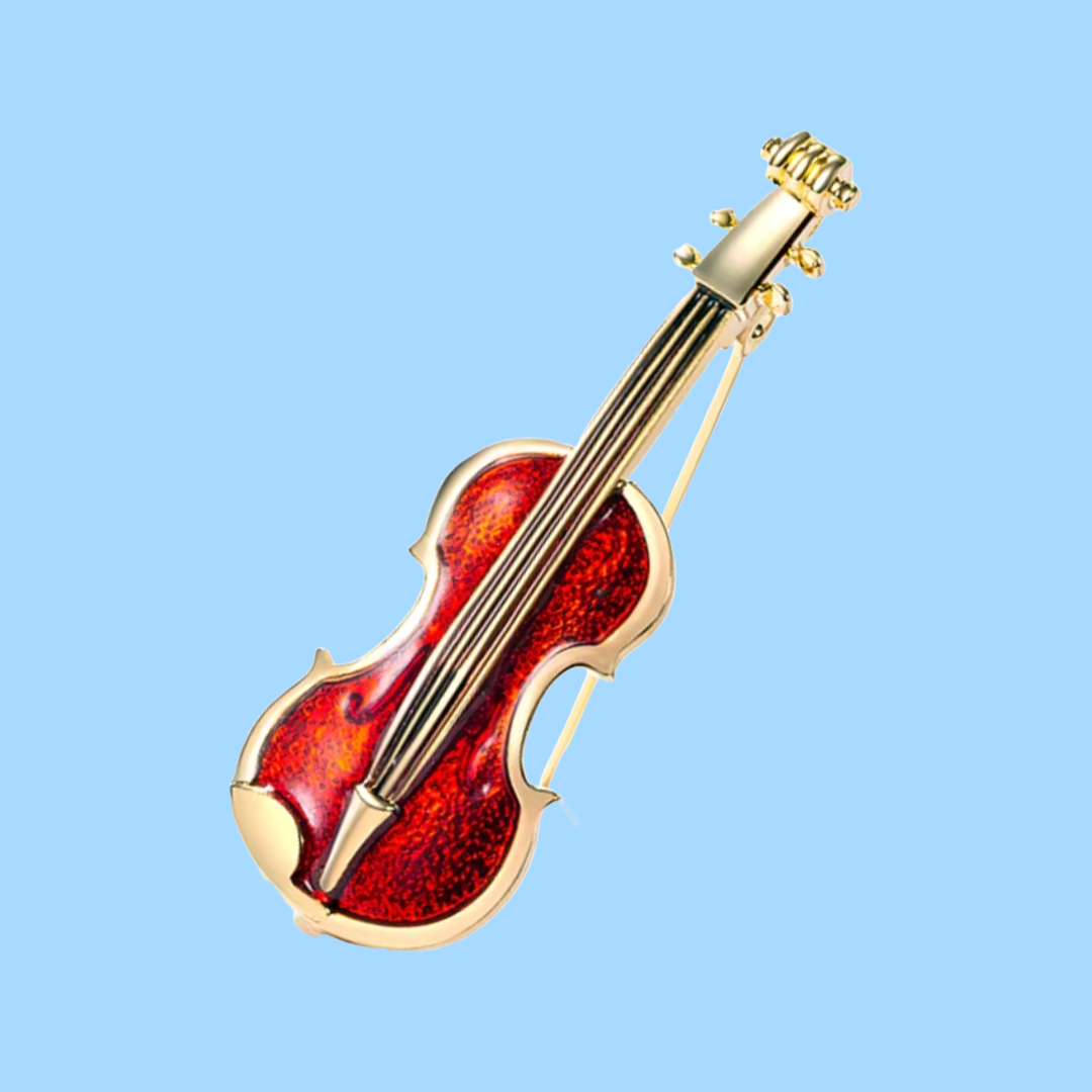 Red Violin Enamel Pin