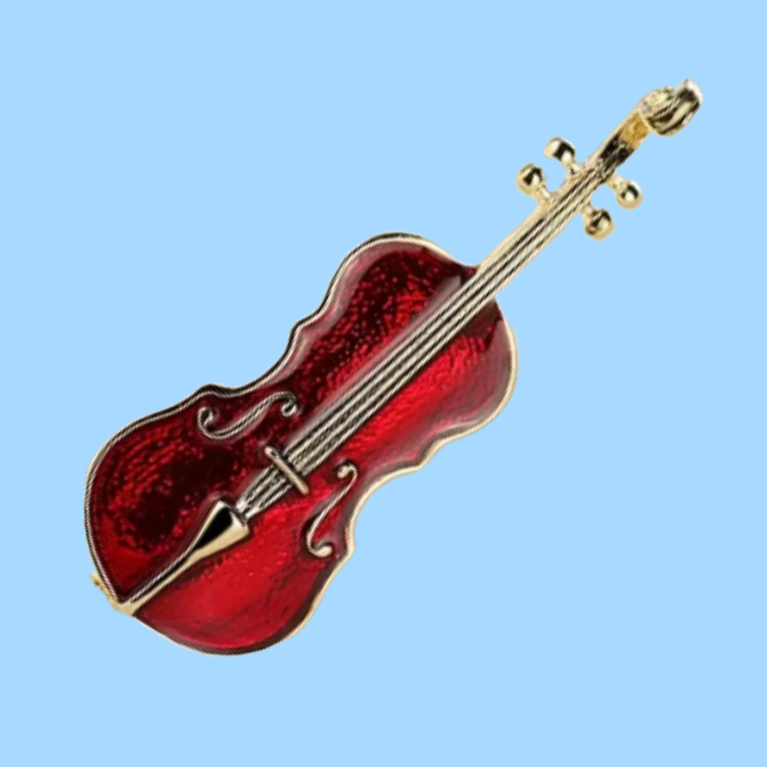 Red Violin Enamel Pin