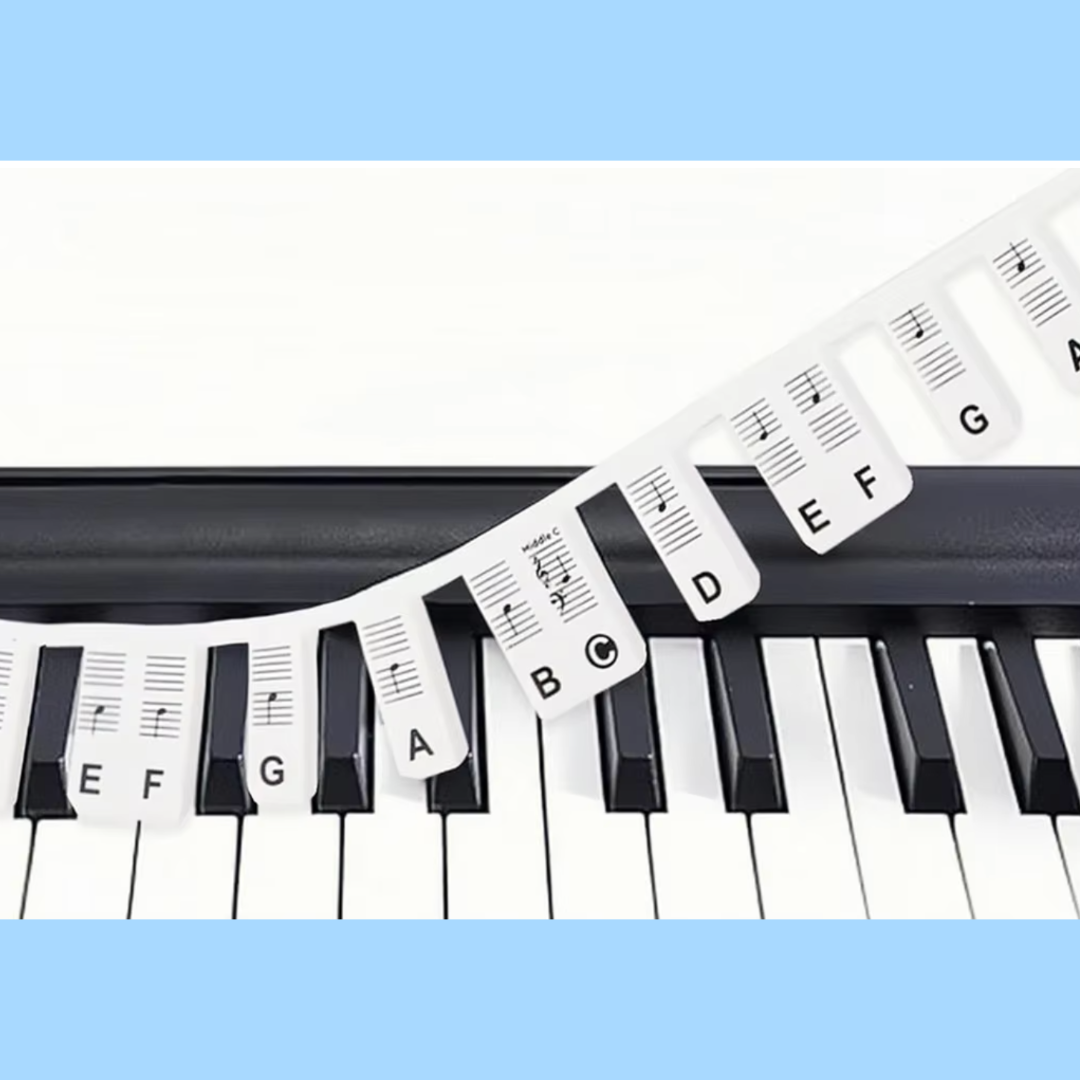 Removable Silicone Piano Keyboard Note Labels - 61 Key (For Beginners)