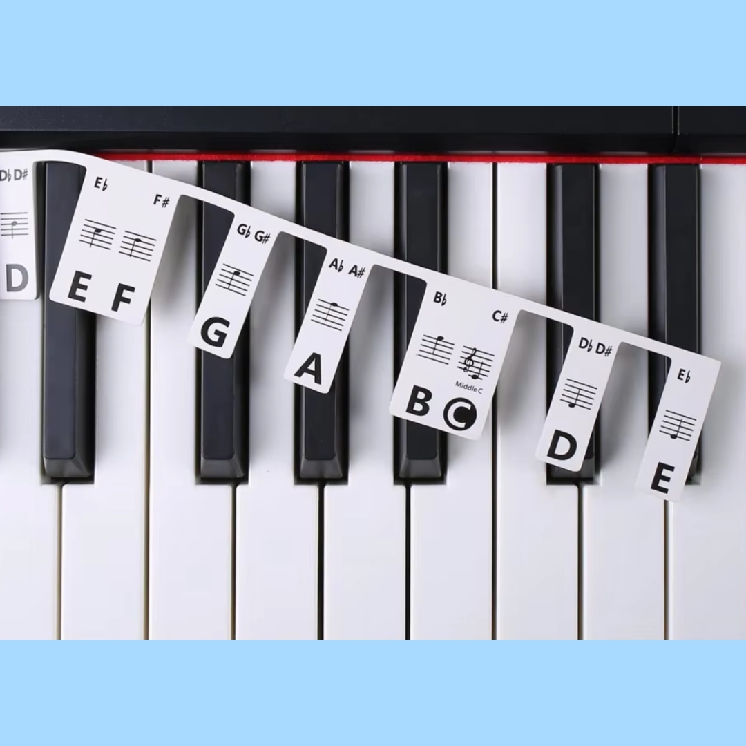 Removable Silicone Piano Keyboard Note Labels - 88 Key (For Beginners)