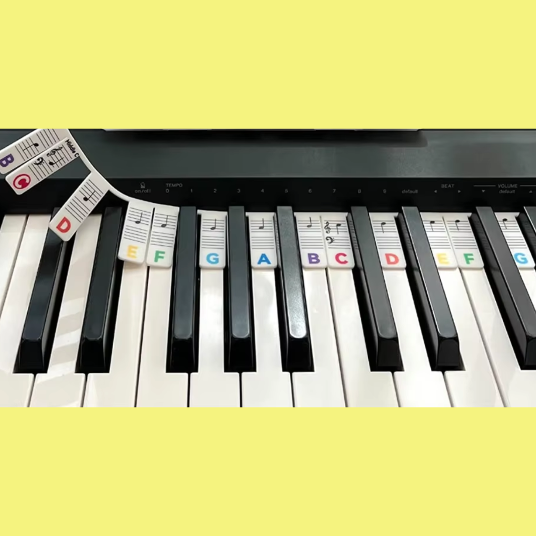 Removable Silicone Piano Keyboard Rainbow Note Labels - 61 Key (For Beginners)