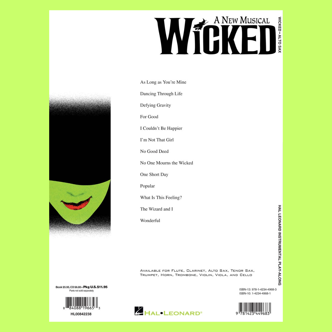 Wicked A New Musical Alto Saxophone Play Along Book/Ola