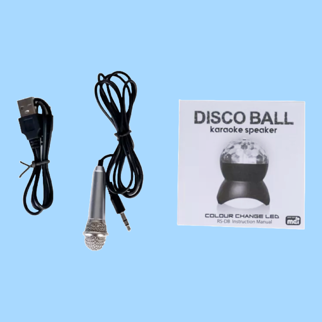 Disco Ball Colour Changing LED Karaoke Speaker with Mini Microphone