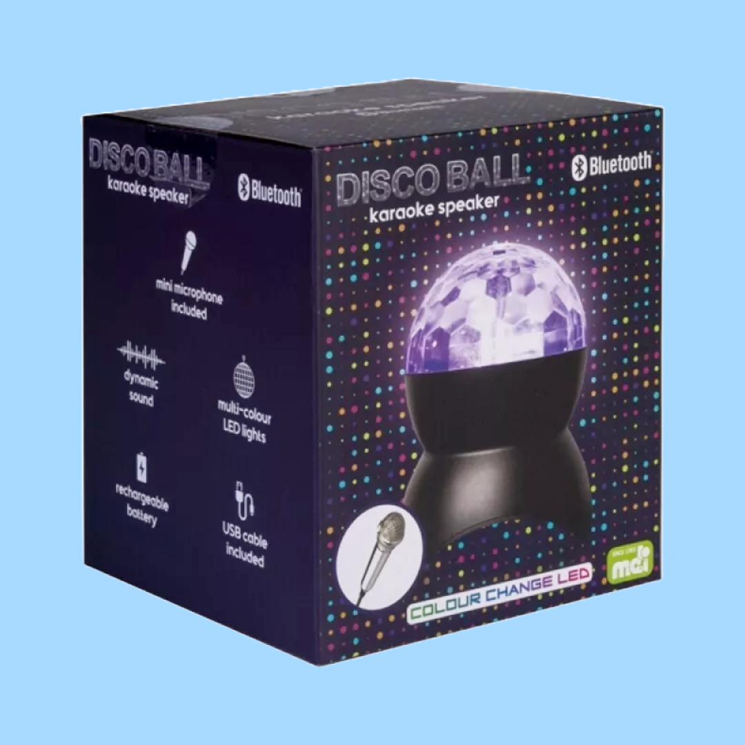 Disco Ball Colour Changing LED Karaoke Speaker with Mini Microphone