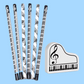 Black & White Musical Pencils  - 6 Pack with Piano Eraser (White)