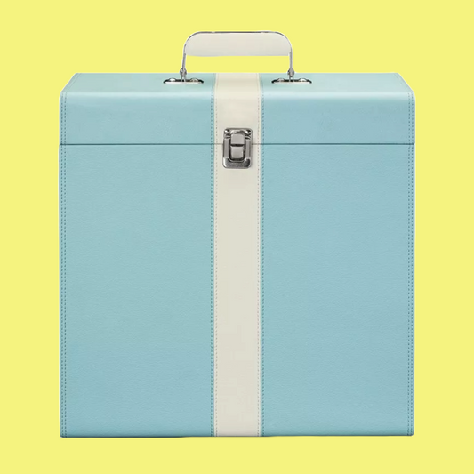 Vintage Style 25 LP Storage Case - Baby Blue and White