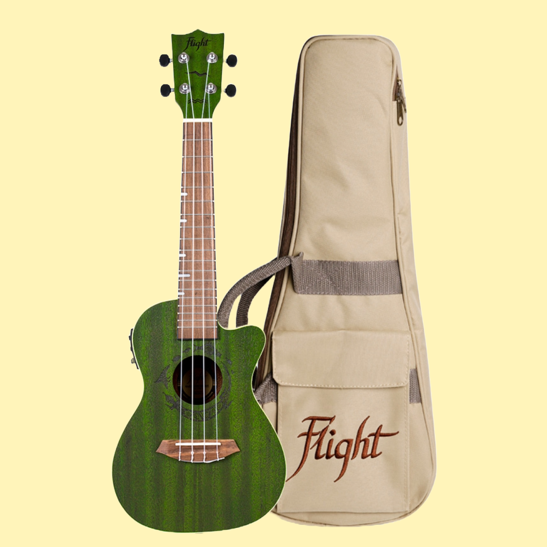 Flight DUC380 CEQ Jade Electro Acoustic Concert Ukulele with Padded Gig Bag