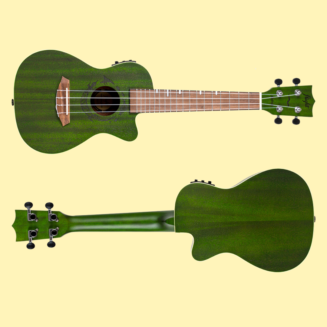 Flight DUC380 CEQ Jade Electro Acoustic Concert Ukulele with Padded Gig Bag