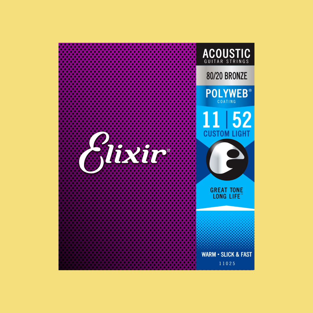 Elixir 11025 Acoustic Polyweb 80/20 Bronze Custom Light 11-52