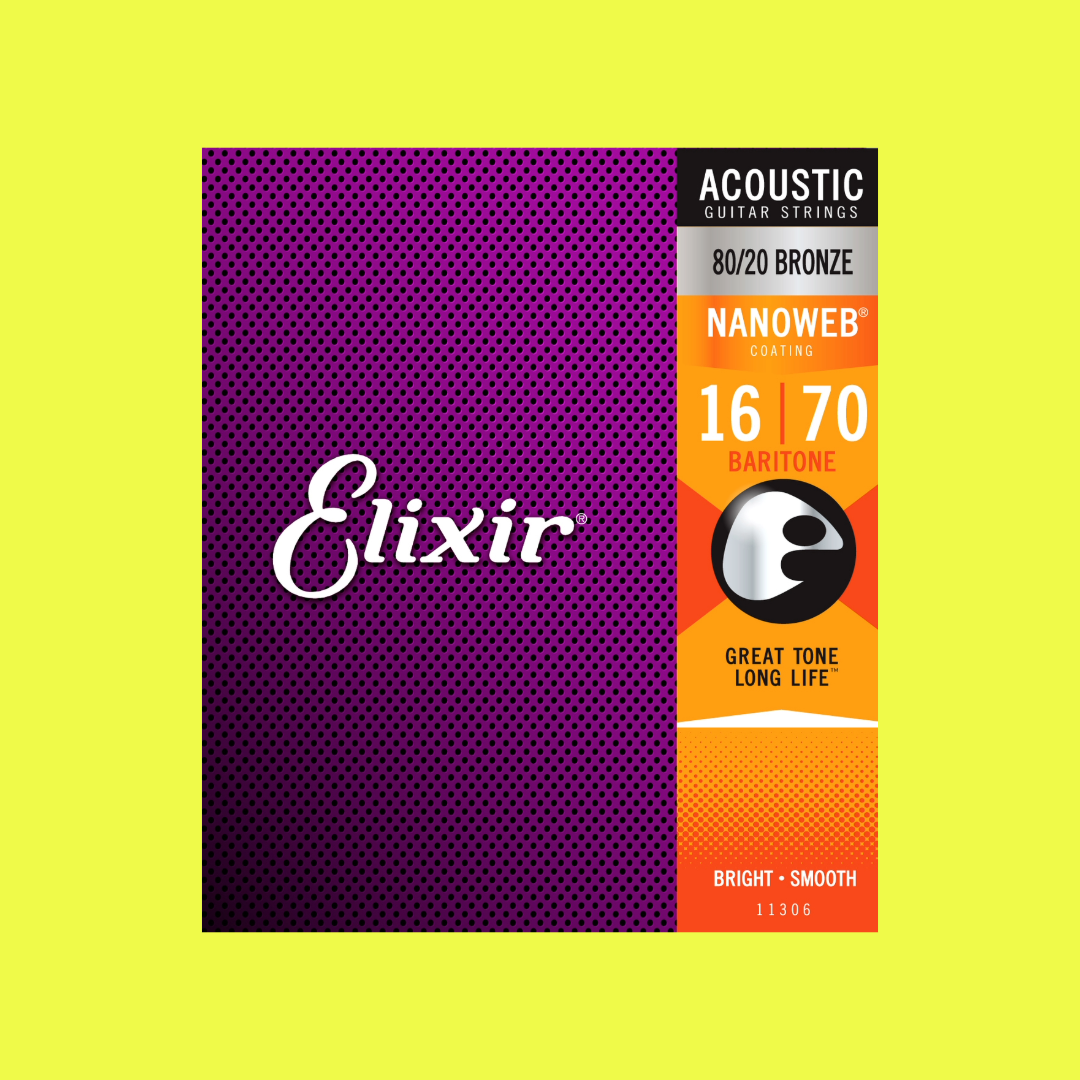 Elixir 11306 Acoustic Nanoweb 80/20 Bronze Baritone 16-70