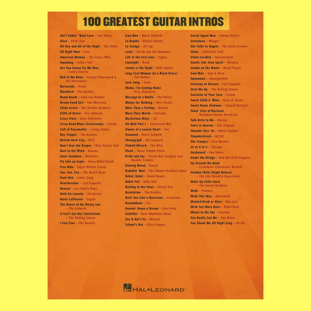 101 Greatest Guitar Intros Book (Modern & Classic Hits)