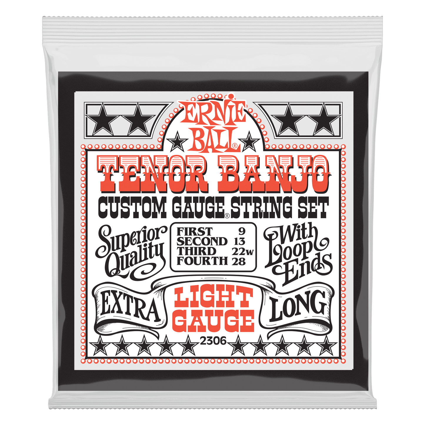 Ernie Ball Light Loop End Stainless Steel Tenor Banjo Guitar Strings Set - 9-28