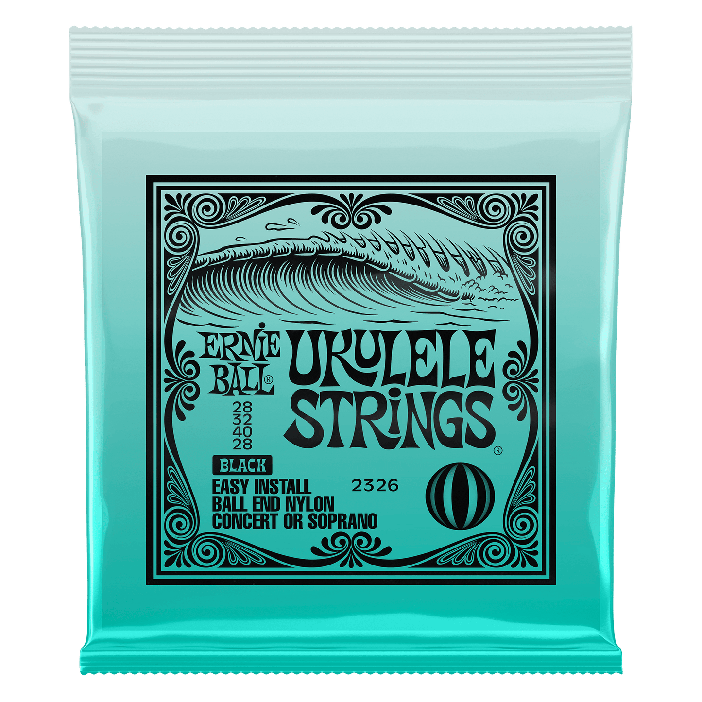 Ernie Ball Soprano & Concert Nylon Ball End Ukulele Strings Set - Black