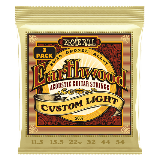 Ernie Ball Earthwood Custom Light 80/20 Bronze Acoustic Guitar Strings Set- 11.5-54 / 3-Pack