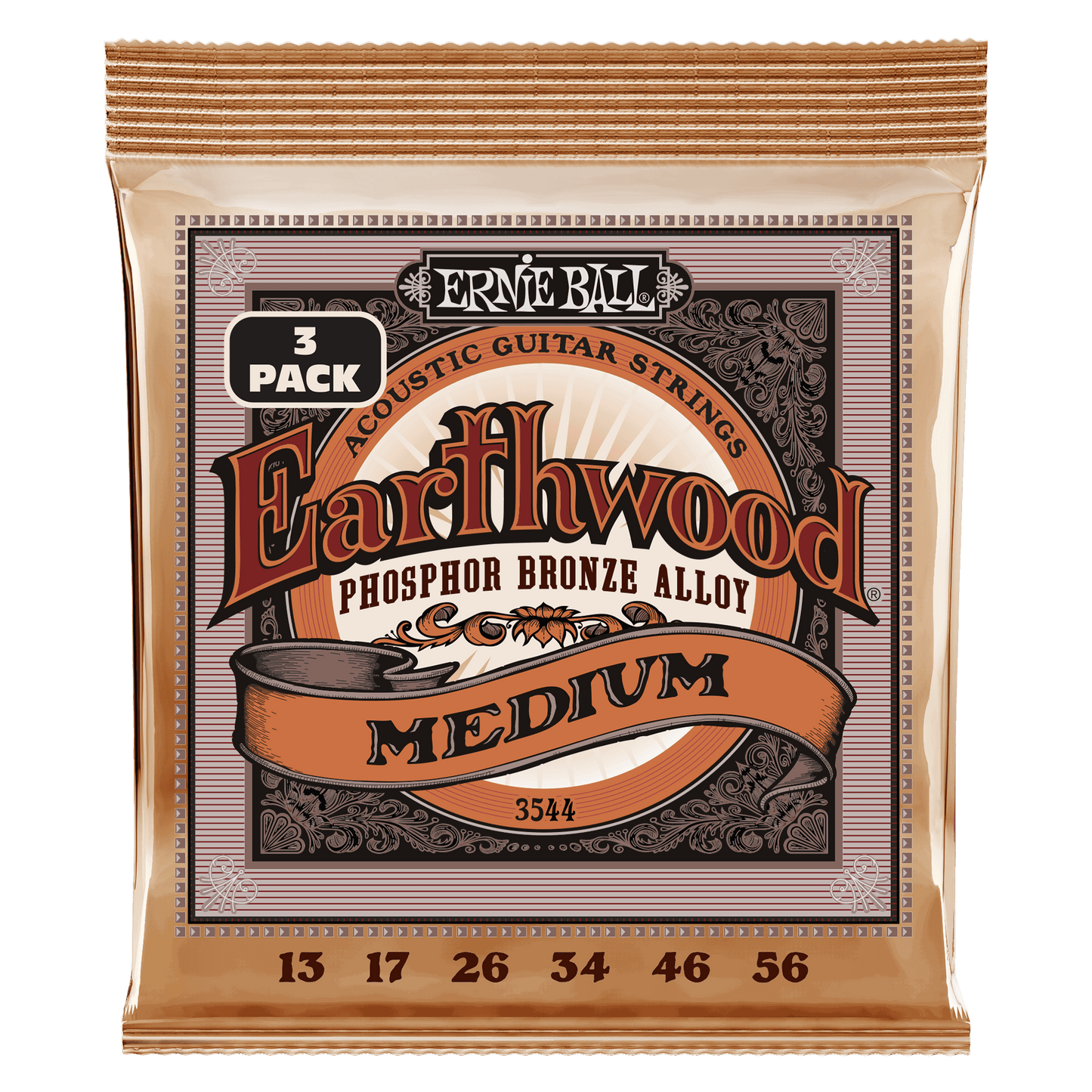 Earthwood Medium Phosphor Bronze Acoustic Guitar Strings Set - 13-56 / 3 Pack