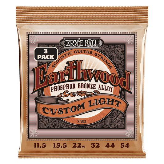 Earthwood Custom Light Phosphor Bronze Acoustic Guitar Strings Set - 11.5-54  / 3 Pack