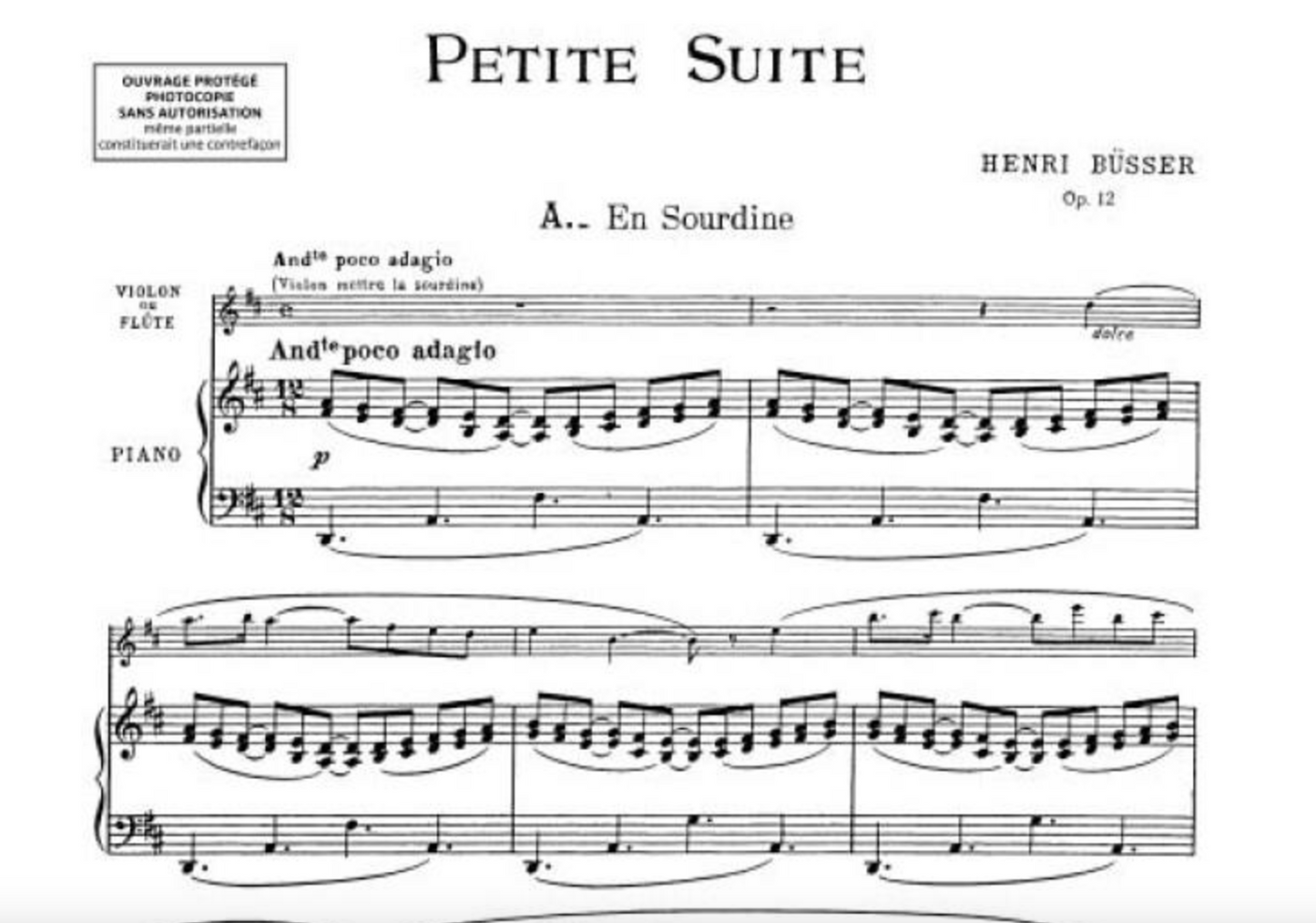 Henri Busser - Petite Suite For Flute and Piano Sheet Music