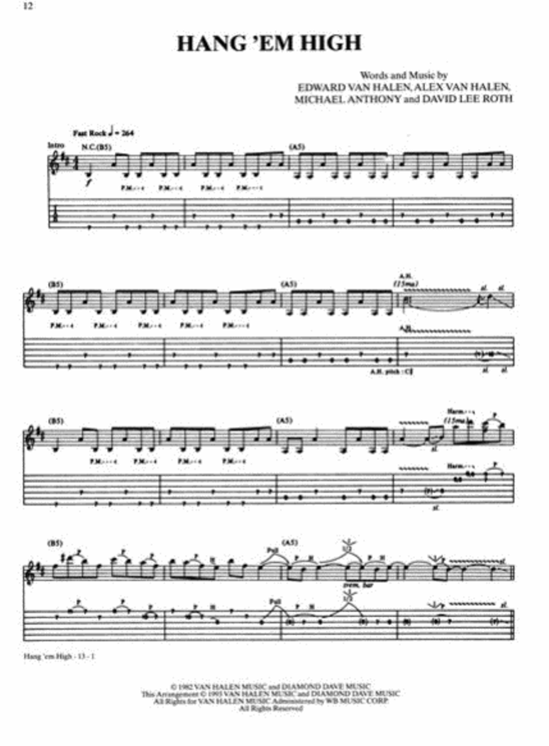 Van Halen - Diver Down Guitar Tab Book