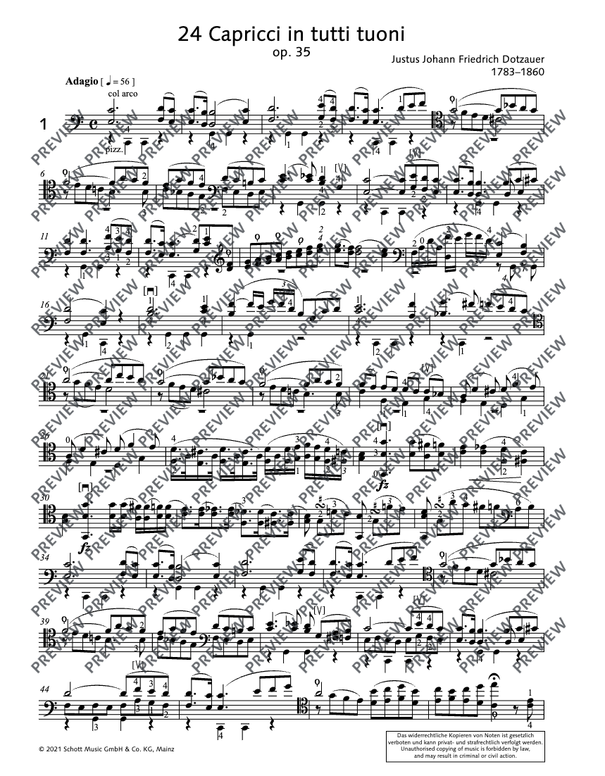 Friedrich Dotzauer - 24 Caprices In All Keys Op 35 For Cello Book