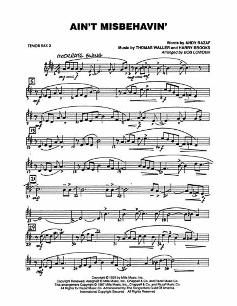 Easy Jazz Favorites - Tenor Saxophone 2 Sheet Music