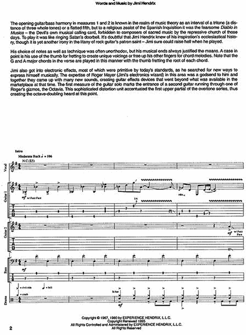 Jimi Hendrix - Experience Hendrix Transcribed Score Book