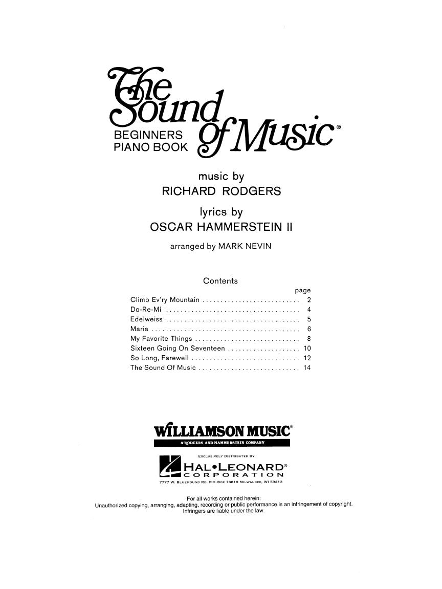 Sound Of Music Easy Piano Vocal Selections Book & Keyboard